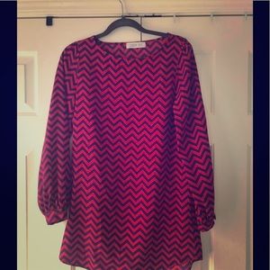Red and blue chevron dress